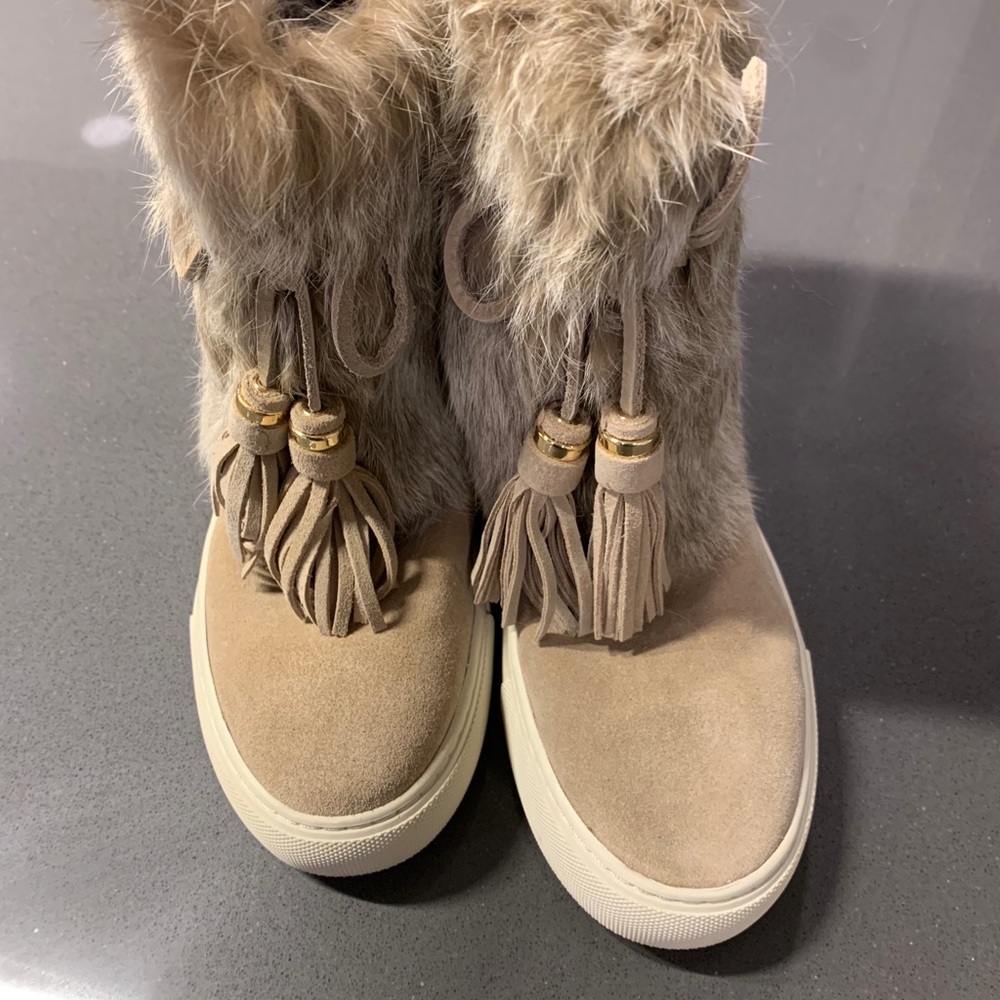 Tory Burch Anjelica Rabbit Fur Shearling Boots